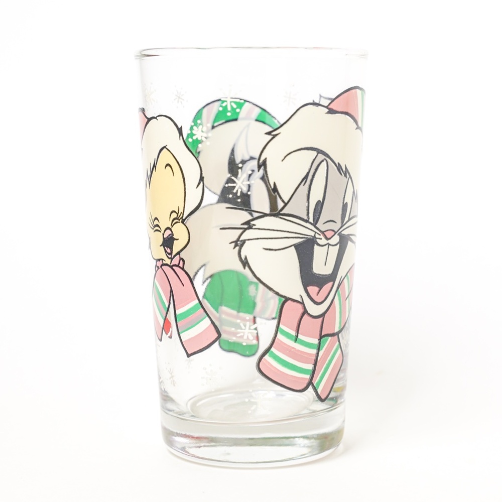 Looney Tunes Christmas Holiday Winter Glass Vintage 1994 Small Kid Sized